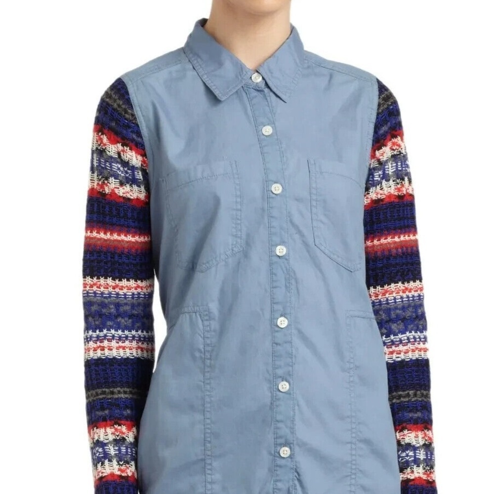Free People We The Free Chambray Fair Isle Sweater Sleeve S
